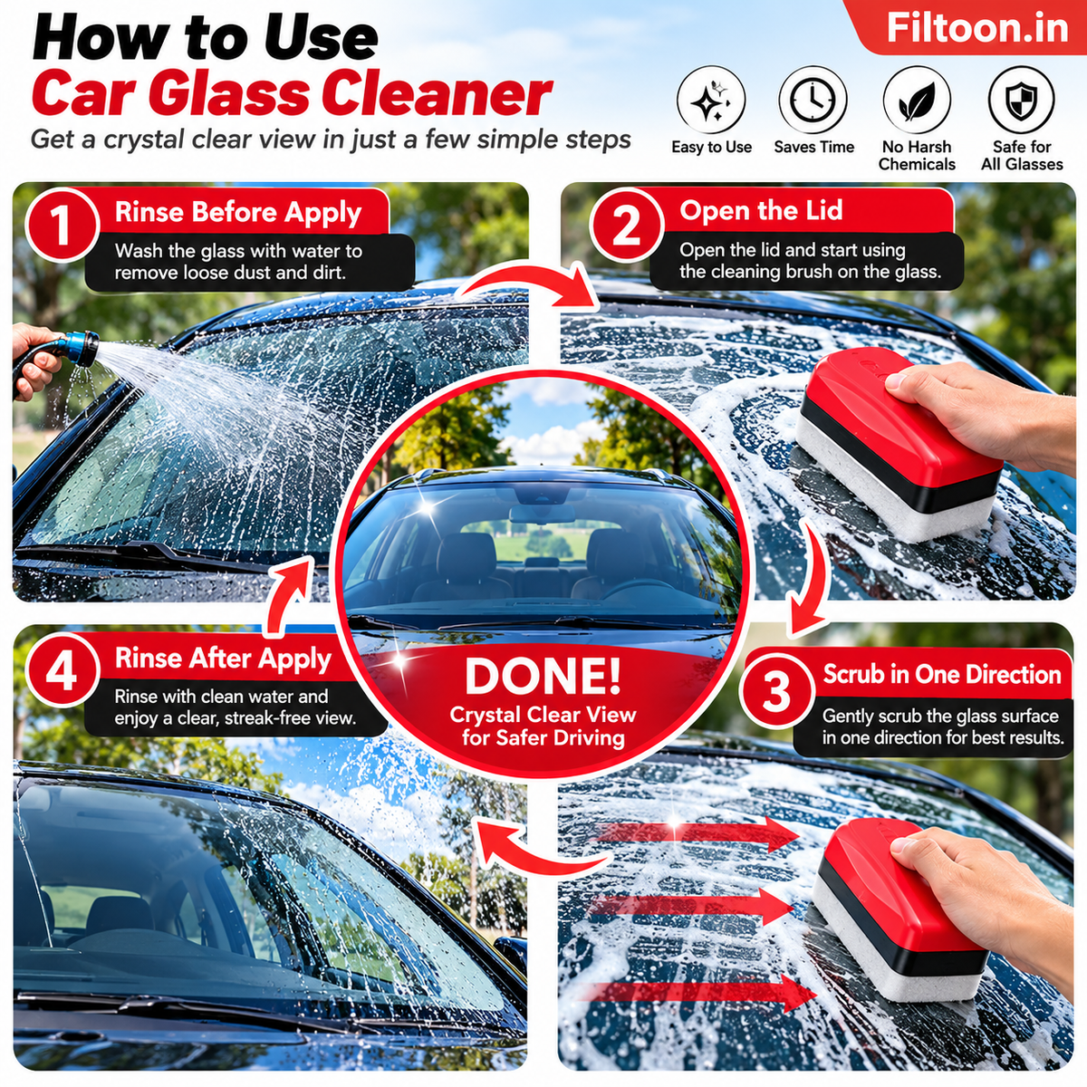 🚘 Car Glass Cleaner – Clear Vision, Safer Drives (Diwali Sale, 50% Off Now)
